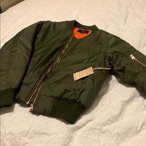 Olive green bomber with rose gold hardware